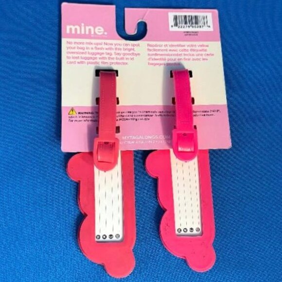 " MINE " SET OF 2 EASY TO SEE UNIQUE LUGGAGE / PINK BAG TAGS TRAVEL / TRAVELING - Picture 5 of 7